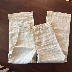 Jesse Kamm rare, heavy linen crêpe, high waisted Sailor, wide leg pant. Size 6.